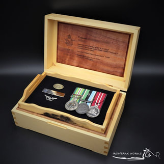 Bespoke medal boxes made in Tasmania by a veteran owned small family business.